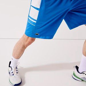 Lacoste Sport Men's Shorts Large 5 Blue Printed Side Bands Sustainable GH0876NWT